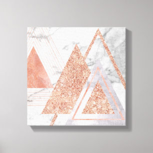 scandinavian chic rose gold geometric white marble canvas print
