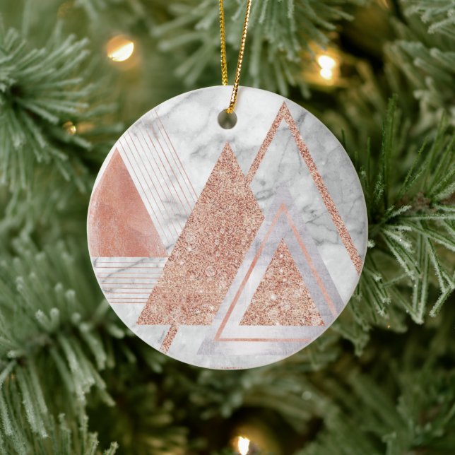 scandinavian chic rose gold geometric white marble ceramic tree decoration (Tree)