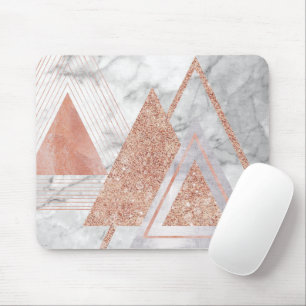 scandinavian chic rose gold geometric white marble mouse mat
