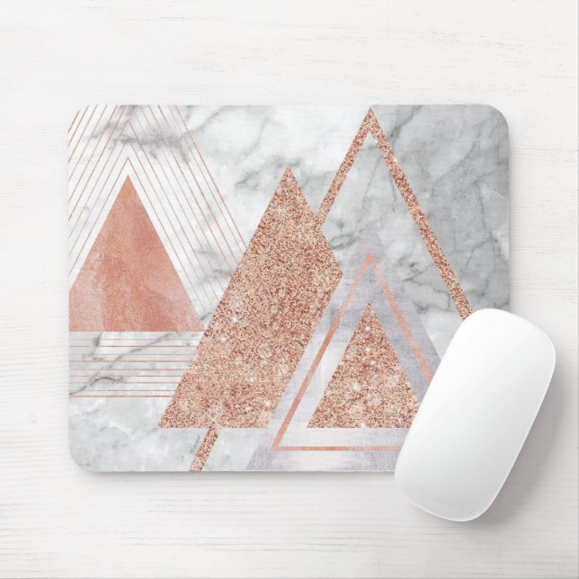scandinavian chic rose gold geometric white marble mouse mat (With Mouse)
