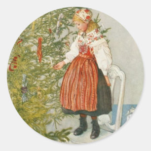 Scandinavian Christmas Classic Round Sticker