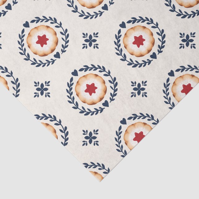 Scandinavian Christmas Cookie Pattern Tissue Paper (Detail)