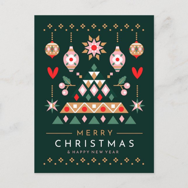 Scandinavian Christmas Design Holiday Postcard (Front)
