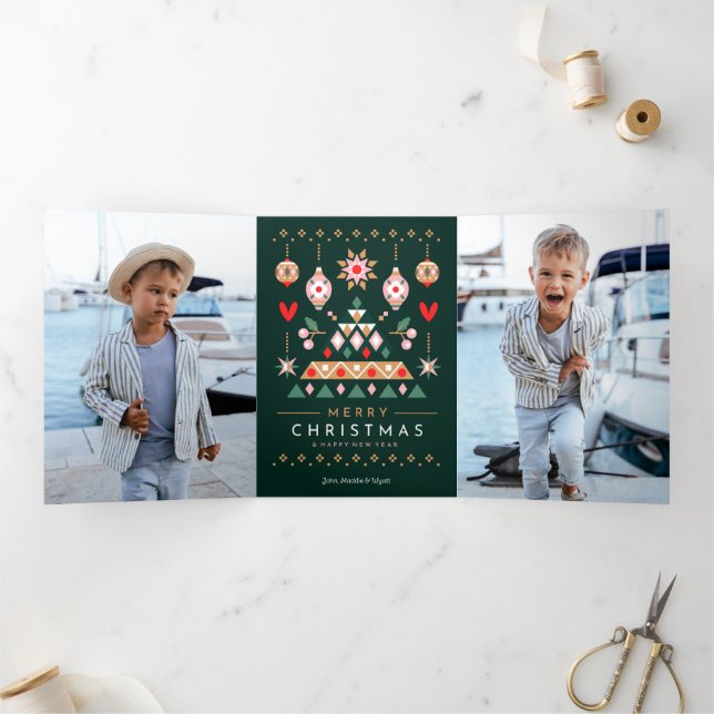 Scandinavian Christmas Design Tri-Fold Holiday Card (Inside)