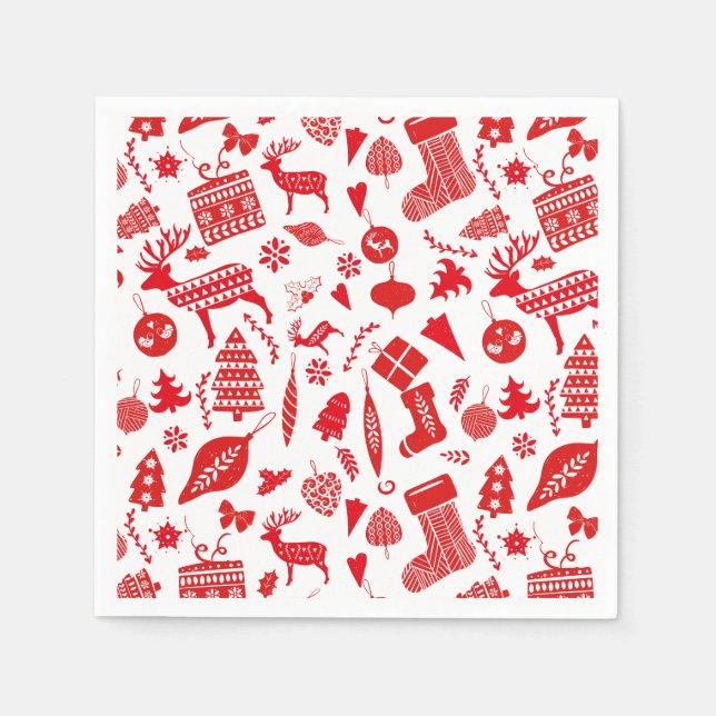 Scandinavian Christmas Festive Napkin (Front)