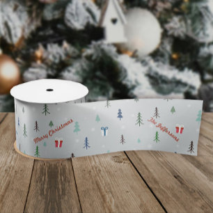 Scandinavian Christmas forest Satin Ribbon