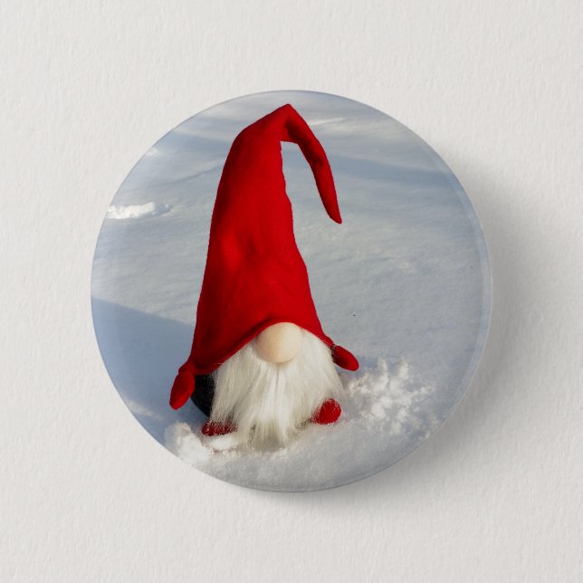 Scandinavian Christmas Gnome 6 Cm Round Badge (Front)