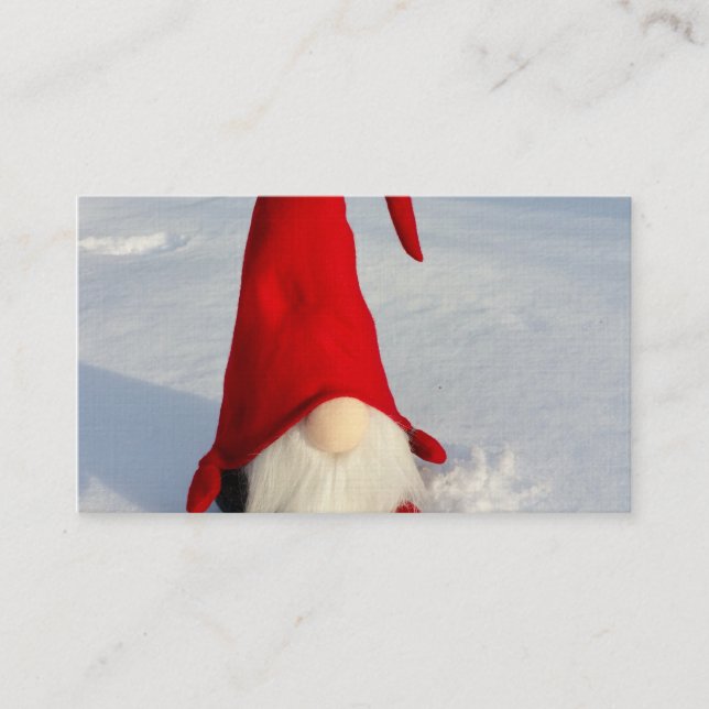 Scandinavian Christmas Gnome Business Card (Front)