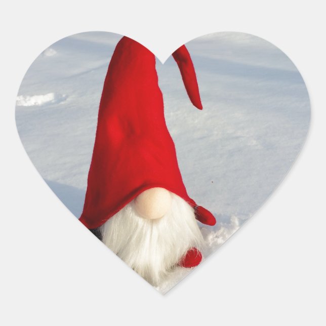 Scandinavian Christmas Gnome Heart Sticker (Front)