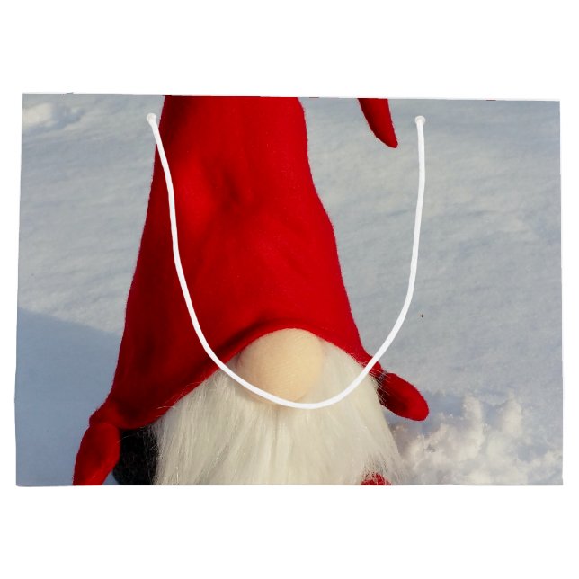 Scandinavian Christmas Gnome Large Gift Bag (Back)