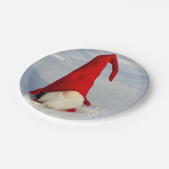 Scandinavian Christmas Gnome Paper Plate (Angled)