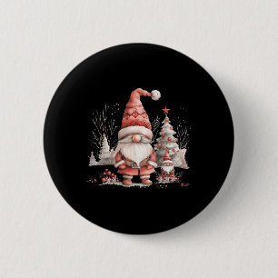 Scandinavian Christmas Gnome Red Berries 6 Cm Round Badge