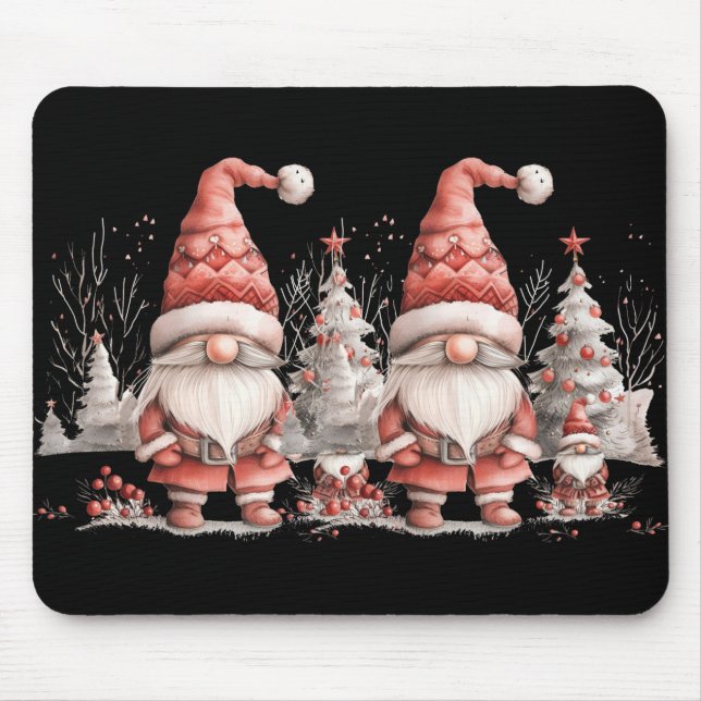 Scandinavian Christmas Gnome Red Berries T Shirt  Mouse Mat (Front)