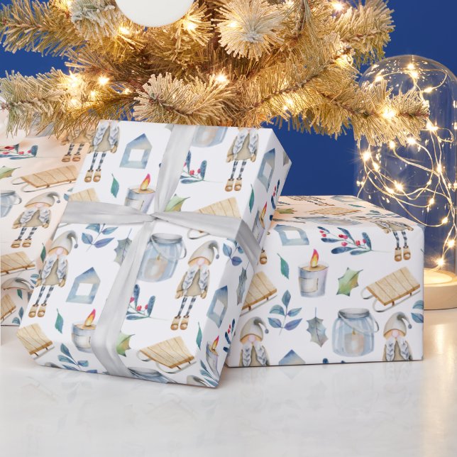 Scandinavian Christmas Gnome Wrapping Paper (Holidays)