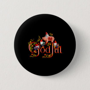 Scandinavian Christmas God Jul Marzipan Pig  6 Cm Round Badge