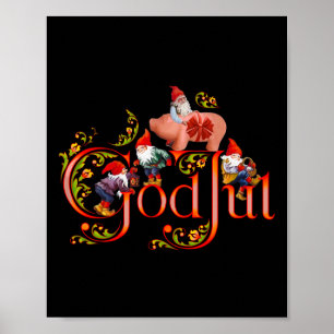 Scandinavian Christmas God Jul Marzipan Pig Poster