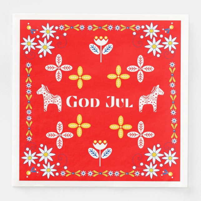 Scandinavian Christmas God Jul napkins (Front)