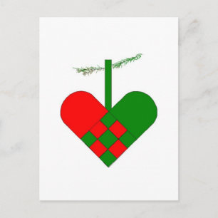 Scandinavian Christmas Hearts Holiday Postcard