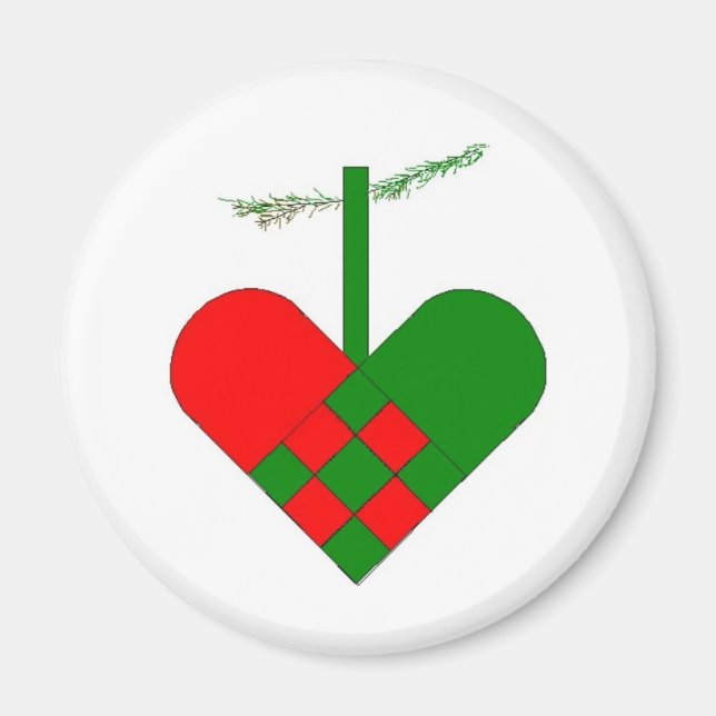 Scandinavian Christmas Hearts Magnet (Front)