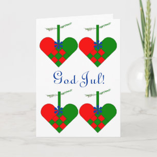 Scandinavian Christmas Hearts Personalised Holiday Card