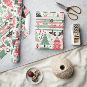 Scandinavian Christmas Holiday Season Pattern Wrapping Paper
