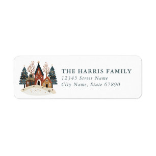 Scandinavian Christmas House Return Address Labels