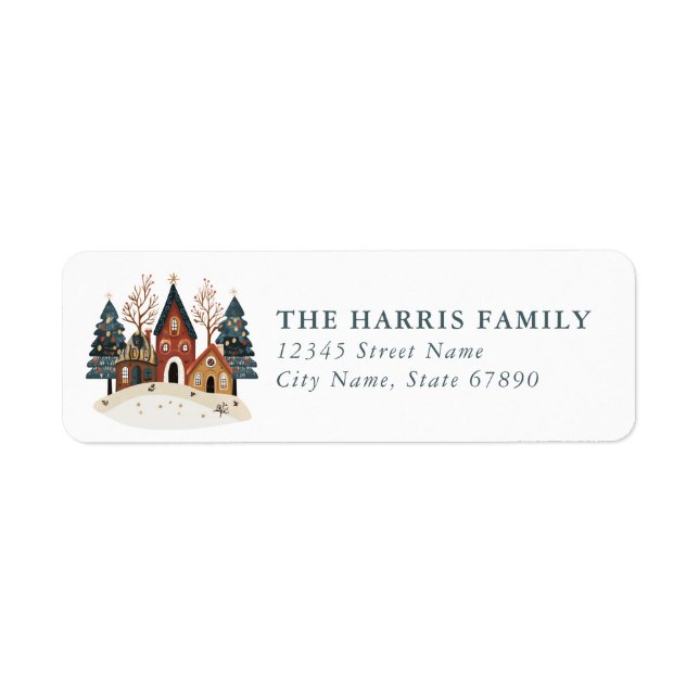 Scandinavian Christmas House Return Address Labels (Front)
