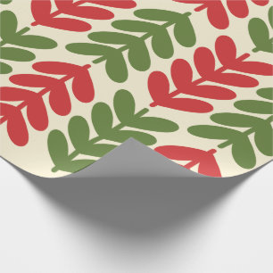Scandinavian Christmas Leaves Pattern Wrapping Paper