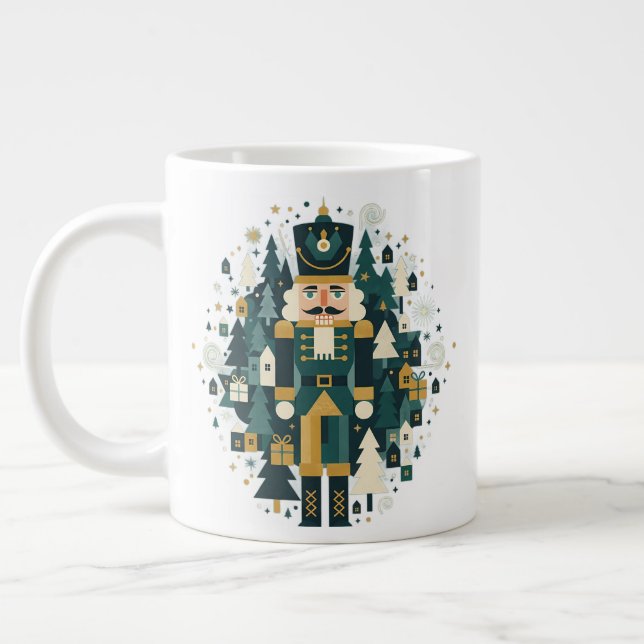 Scandinavian Christmas Nutcracker Large Coffee Mug (Left)