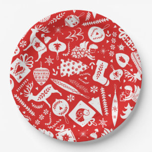 Scandinavian Christmas pattern Paper Plate