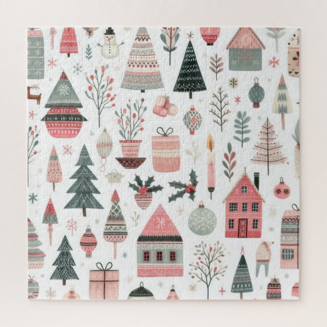 Scandinavian Christmas Pattern Puzzle (Vertical)