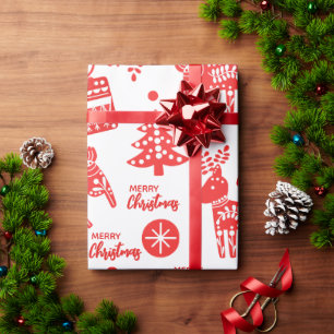  scandinavian Christmas Red and White Holiday Wrapping Paper