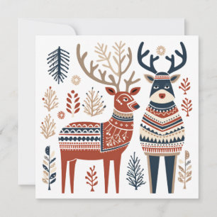 Scandinavian Christmas Reindeer Greeting Card
