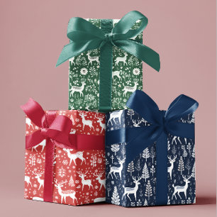 Scandinavian Christmas Reindeer Nordic Wrapping Paper Sheet
