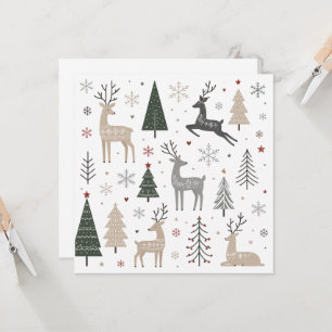 Scandinavian Christmas Reindeer Pattern Invitation