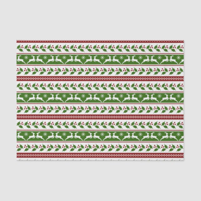 Scandinavian Christmas Reindeer Tissue Paper (Front)