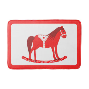 Scandinavian Christmas Rocking Horse Bath Mat