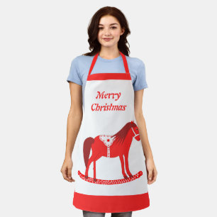 Scandinavian Christmas Rocking Horse Custom Apron
