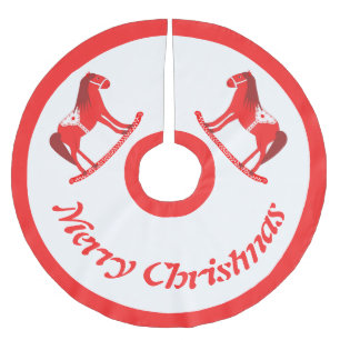 Scandinavian Christmas Rocking Horse Custom Brushed Polyester Tree Skirt