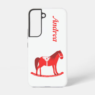 Scandinavian Christmas Rocking Horse Custom Name Samsung Galaxy Case