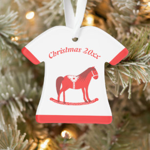 Scandinavian Christmas Rocking Horse Custom Ornament