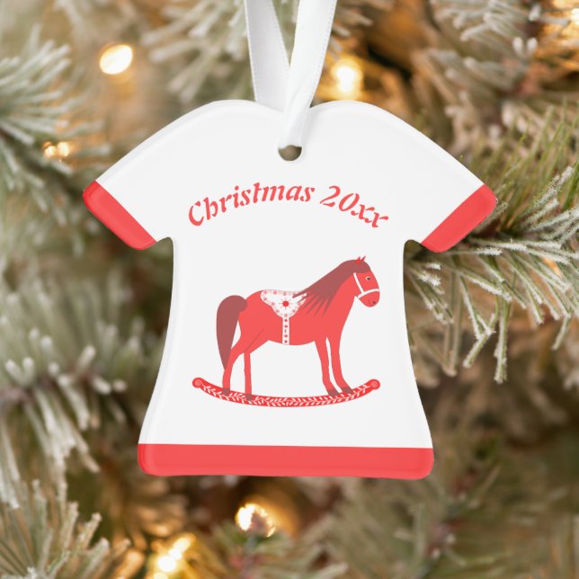 Scandinavian Christmas Rocking Horse Custom Ornament (Tree)
