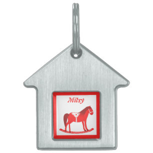 Scandinavian Christmas Rocking Horse Custom Pet ID Tag