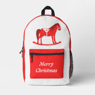 Scandinavian Christmas Rocking Horse Custom Printed Backpack