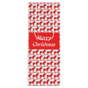 Scandinavian Christmas Rocking Horse Custom Wine Gift Bag