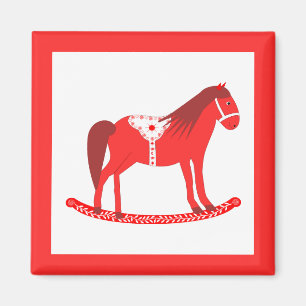 Scandinavian Christmas Rocking Horse Magnet