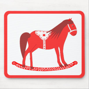Scandinavian Christmas Rocking Horse Mouse Mat