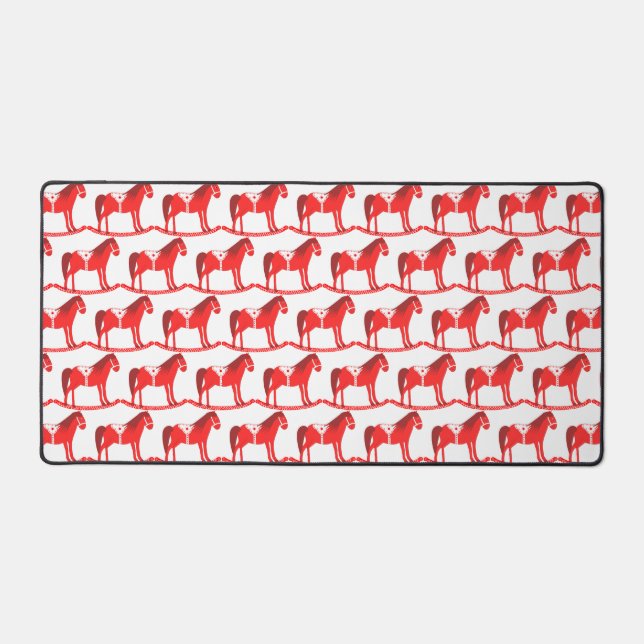 Scandinavian Christmas Rocking Horse Patterned Desk Mat (Front)
