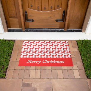 Scandinavian Christmas Rocking Horse Patterned Doormat