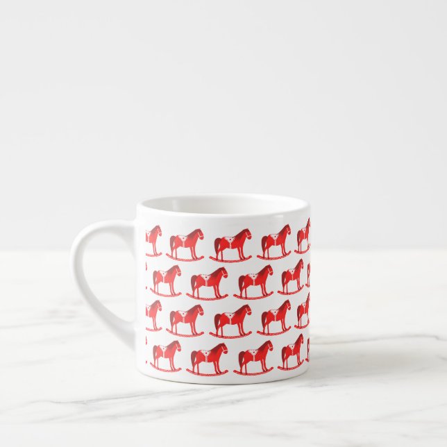 Scandinavian Christmas Rocking Horse Patterned Espresso Cup (Left)